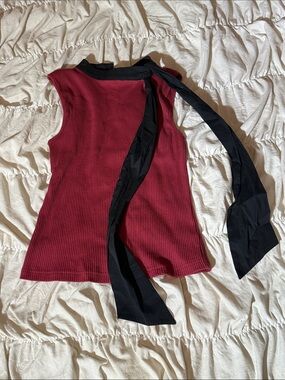 dolan Burgundy Ribbed Tank with Black Neck Tie